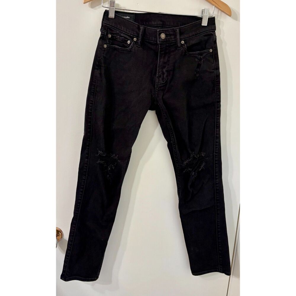 Abercrombie & Fitch Mens 28X30 Black Distressed Skinny Stretch Jeans - Very Good